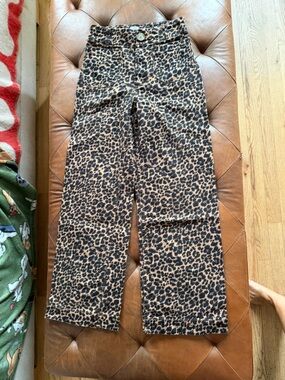 Maeve for Anthropology Leopard Print Wide Leg Pants - Tan & Black
